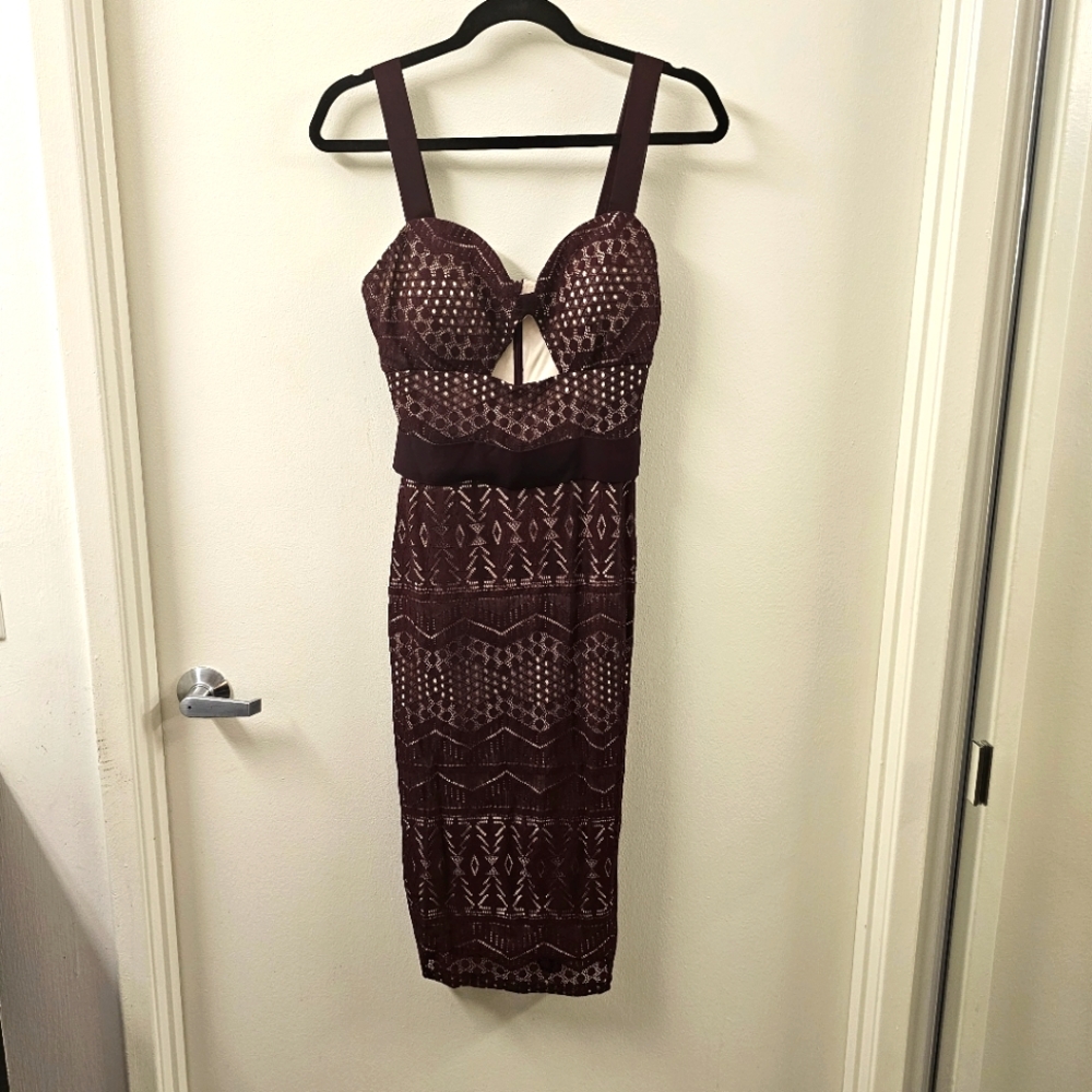 Maroon Lace Peep Hole Dress
